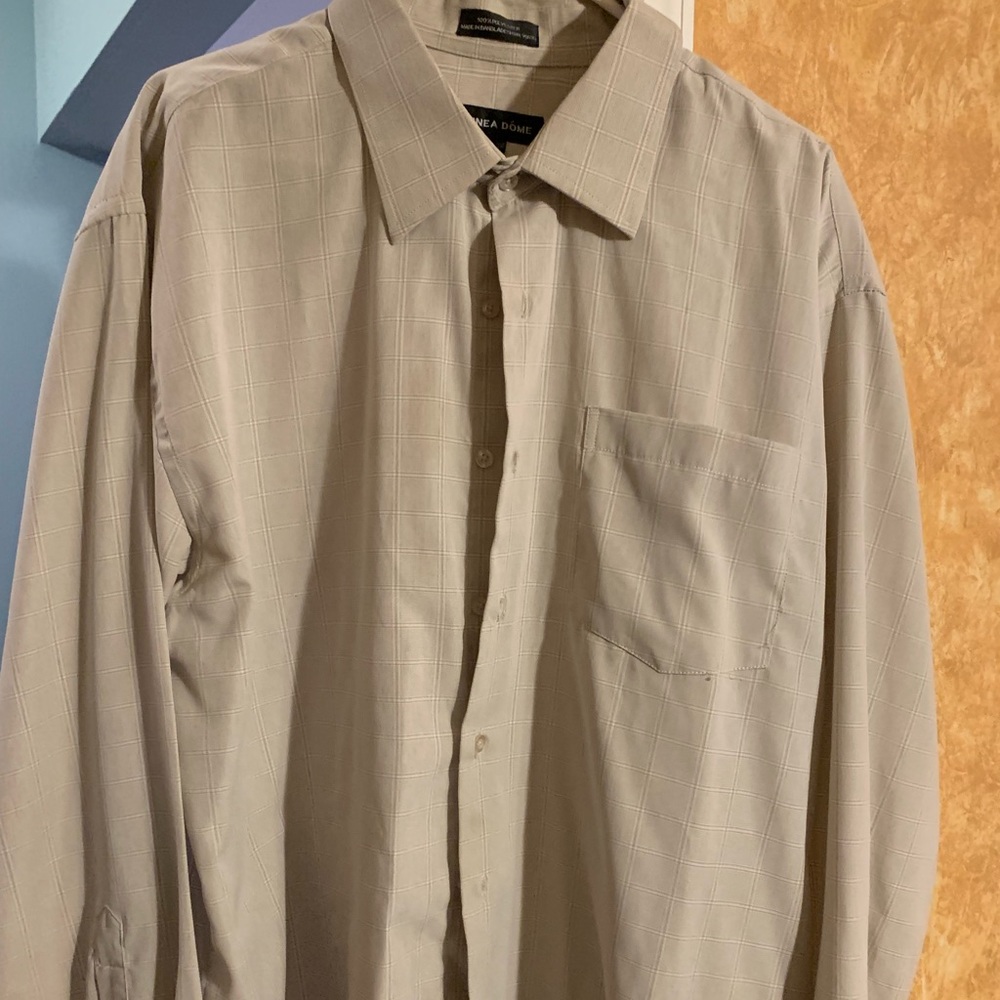 Dress Shirt - 18-18.5 - Xxl - Tan/Cream color